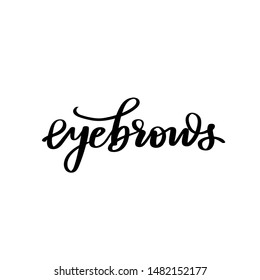 Vector Handwritten inscription eyebrows. Calligraphy phrase for beauty salon, brow bars, Brow Makers, decorative cards, T-shirt print, beauty blogs.