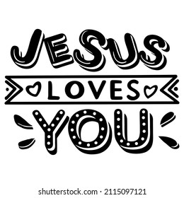 Vector Handwritten Inscription Jesus Loves You Stock Vector (Royalty ...