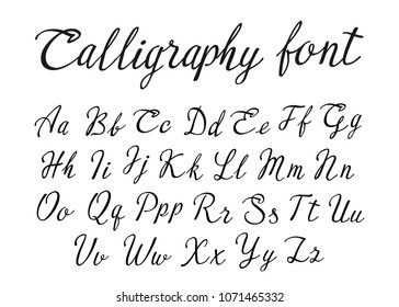 Vector Handwritten Lettering Alphabet Calligraphic Font Stock Vector ...