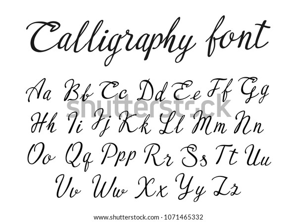 Vector Handwritten Lettering Alphabet Calligraphic Font Stock Vector Royalty Free 1071465332