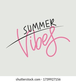 Vector handwritten lettering composition. Phrase Summer Vibes. Vector illustration
