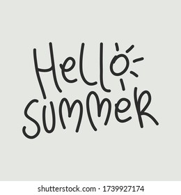 Vector handwritten lettering composition. Phrase Hello Summer. Vector illustration