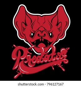 Vector handwritten lettering. Hand drawn illustration of bay. Portrait of animal with open mouth.  Template for card, poster, banner, print for t-shirt.