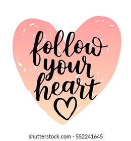 Vector handwritten lettering quote about love to valentines day design or wedding invitation, poster, home decor and other, calligraphy illustration. Black ink on dreamy gradient heart.