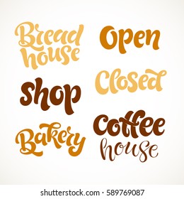 Vector handwritten lettering set. Bread house calligraphy. Hand-drawn elements for design of store, shop, market, restaurant menu, recipes, prints and posters 