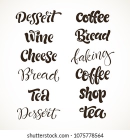 Vector handwritten lettering set. Calligraphy and graphic elements for design of store, shop, market, bread house, bakery, restaurant menu, recipes, prints and posters 