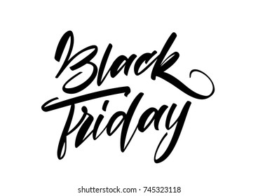 Vector Handwritten lettering type of Black Friday in white background. Typography design of special offer