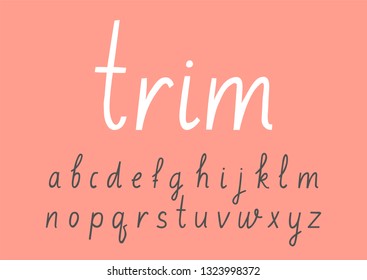 Vector handwritten lowercase alphabet on pink background.