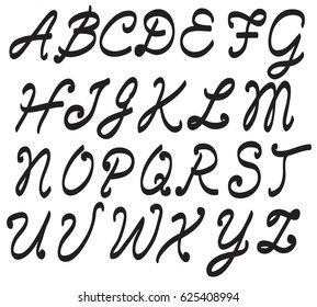 Vector handwritten script font. Hand drawn brush style modern calligraphy cursive. Hand lettering and custom typography alphabet for Logo, Greeting Cards, Poster. 