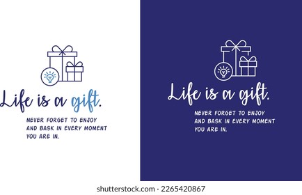 vector handwritten set of motivating inscriptions on the theme of life, life is a gift qoute