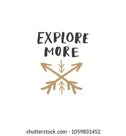 Vector handwritten sign, explore more. Travel sticker for planner and other. Clipart. Isolated.
