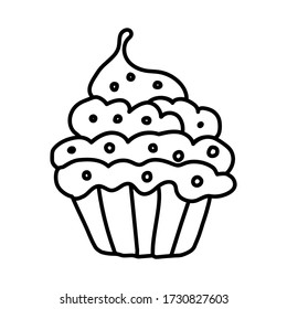 vector handwritten tasty cake on white backgroun