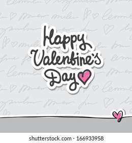 vector handwritten text, happy valentine's day