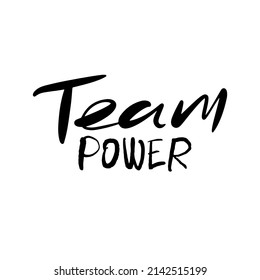 Texto grabado a mano vectorial sobre fondo blanco, potencia del equipo, letras.