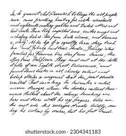 Vector: Handwritten text in pen and black ink. Excerpt from the story of O. Henry