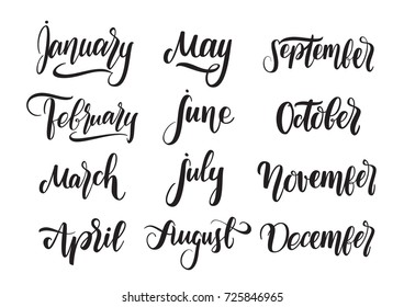 Vector Handwritten Type Lettering All Months Stock Vector (Royalty Free