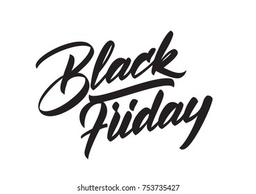 Vector handwritten type lettering of Black Friday isolated on white background. Typography design 