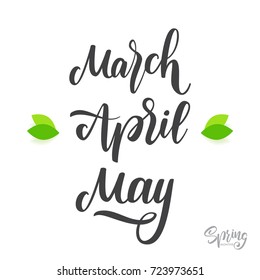 Vector handwritten type lettering of Spring months. 
