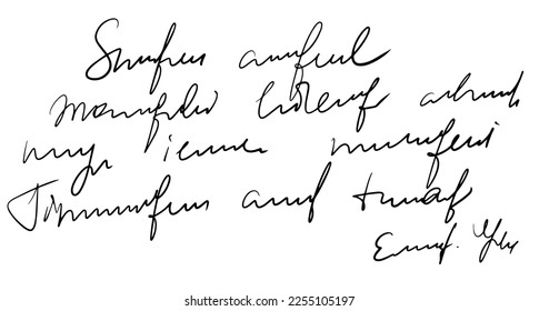 Vector handwritten unreadable cursive text