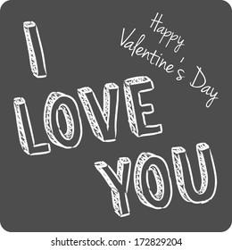 vector handwritten valentine greeting on the gray background