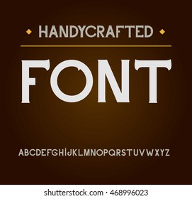 Vector handy crafted modern font. On dark background.  Font for heading decoration 