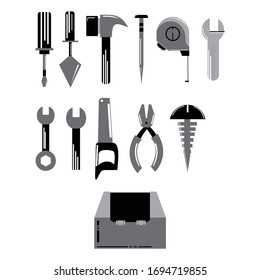 vector handyman equipment, suitable for presentation materials and introducing handyman tools to children