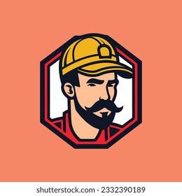 diseño del logotipo de la ilustración del trabajador manual vectorial