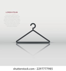 Vector hanger icon in flat style. Wardrobe hander sign illustration pictogram. Hanger business concept.