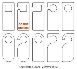 Vector hangers set vector icon. Door lock cards isolated. Don't disturb.