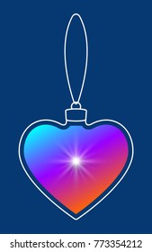 Vector hanging abstract colorful Christmas ball on a string consisting of multicolored gradient & snowflake, star on blue background