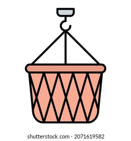 Vector Hanging Basket Filled Outline Icon Design
