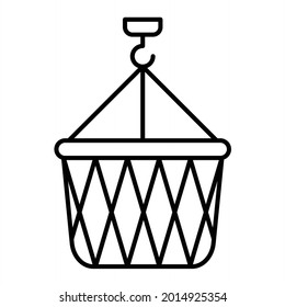 Vector Hanging Basket Outline Icon Design
