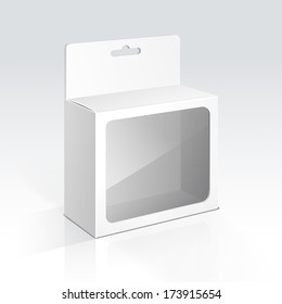 Vektorhanging-Blank-Box mit transparentem Fenster