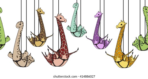 Vector Hanging Giraffes and Dinosaurs