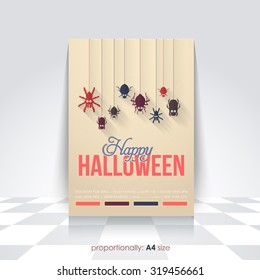 Vector Hanging Insects Symbols Halloween Flyer, A4 Poster Vector Background