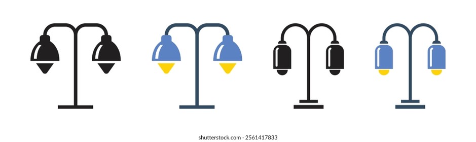 Vector Hanging Lamp Icon Set. Street Lamp Icons