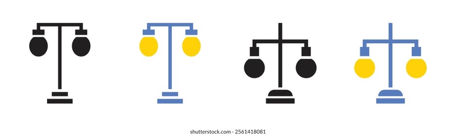 Vector Hanging Lamp Icon Set. Street Lamp Icons