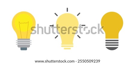 Vector Hanging Light Bulb Illustration, Collection of LED, Incandescent, and Edison Bulbs for Home Decor and Lighting Projects, Stylized Light Bulb Vector Art.