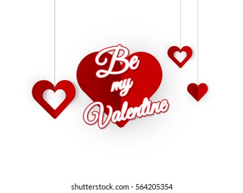 Vector Hanging Origami Hearts. Valentine's Day Design,