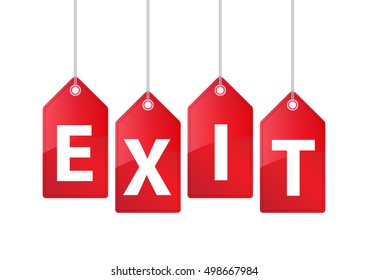 Vector Hanging Price Tags. EXIT