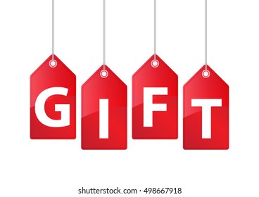 Vector Hanging Price Tags. GIFT