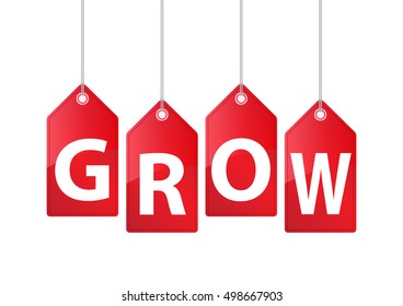Vector Hanging Price Tags. GROW