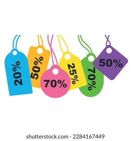 Vector hanging  sales tags with optional transparent shadow