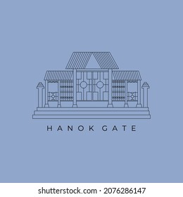 vector of hanok house line art illustration design, traditional korean architecture