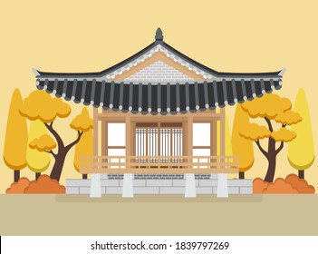 Vector of Hanok, Korean traditional house