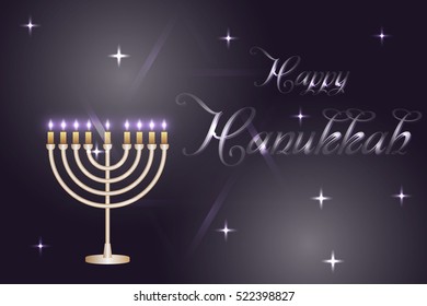 Vector Hanukkah background with menorah and david star.