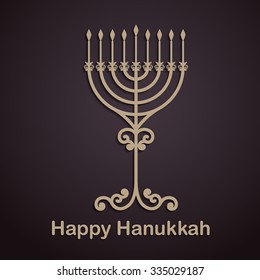 Vector Hanukkah background with menorah. Happy Hanukkah background. Elegant greeting card.