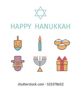 Vector hanukkah concept for banners, flyers, cards, web and mobile applications.