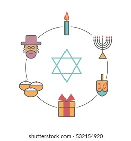 Vector hanukkah concept for banners, flyers, cards, web and mobile applications.