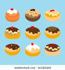 Vector Hanukkah Donuts Set 